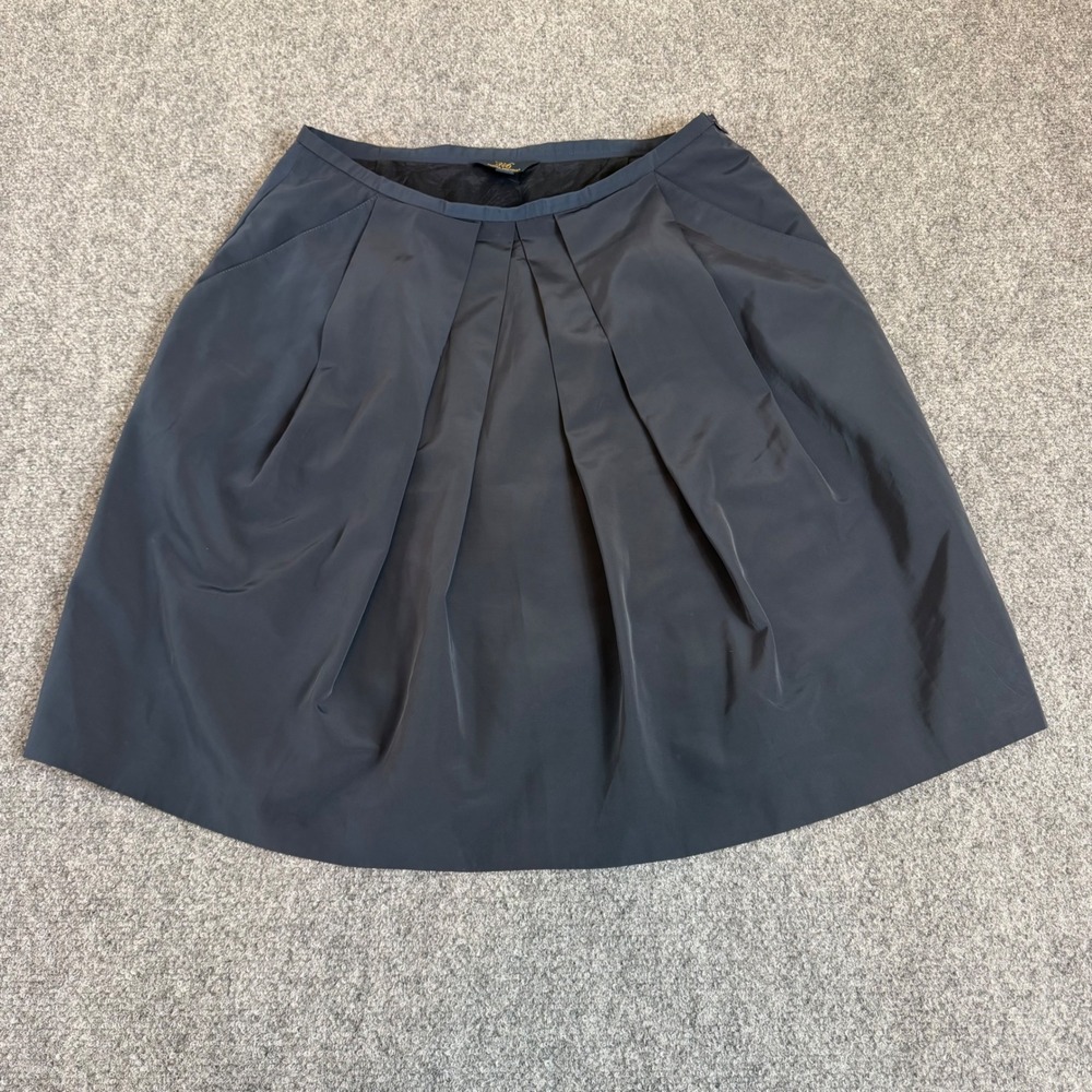 Brooks Brothers 346 Navy Blue Pleated A-Line Skirt Size 6 Side Zip Pockets